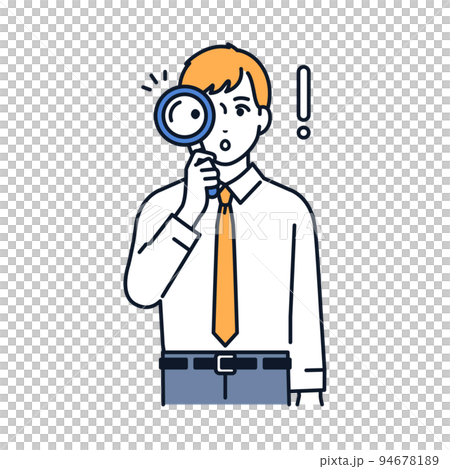 一個商人透過放大鏡看的矢量圖素材 94678189
