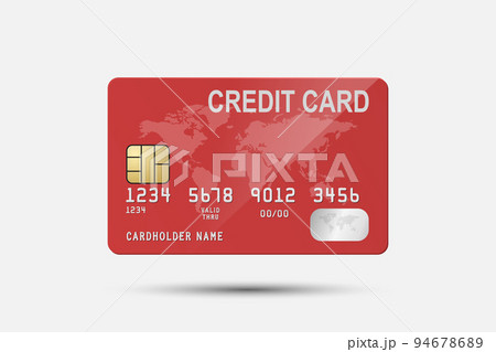 Vector 3d Realistic Red Credit Card Isolated. Design Template of Plastic Credit or Debit Card for Mockup, Branding. Credit Card Payment Concept. Front View 94678689