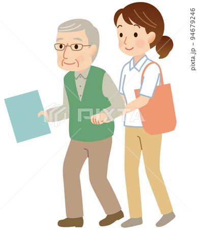 高齢者に付き添う介護福祉士 ヘルパー 高齢者に付き添う介護福祉士 ヘルパー 94679246