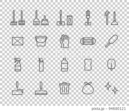 掃除道具の線画アイコンセット 94680121