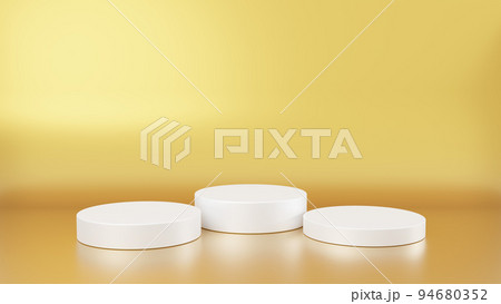 金色背景に3つの白い台座（横長） 94680352