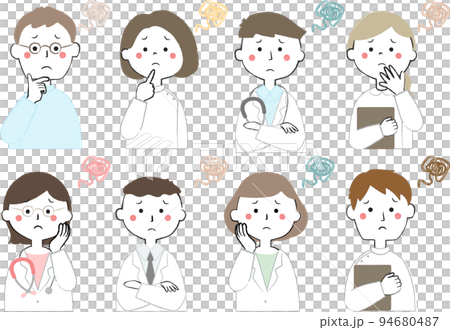 醫務工作者圖標陷入困境擔心的 Moyamoya 94680487