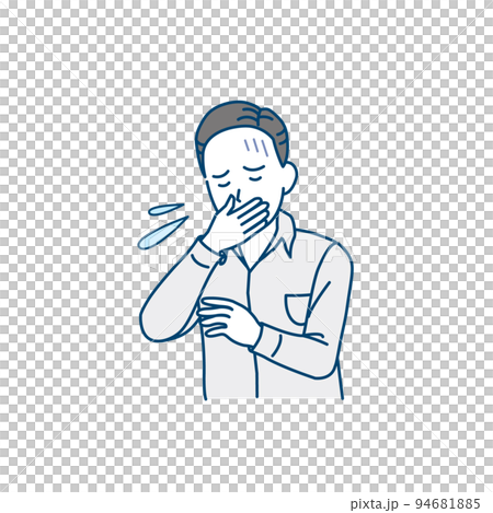 吐き気　嘔吐する中年の男性　食あたり　症状　イラスト 94681885