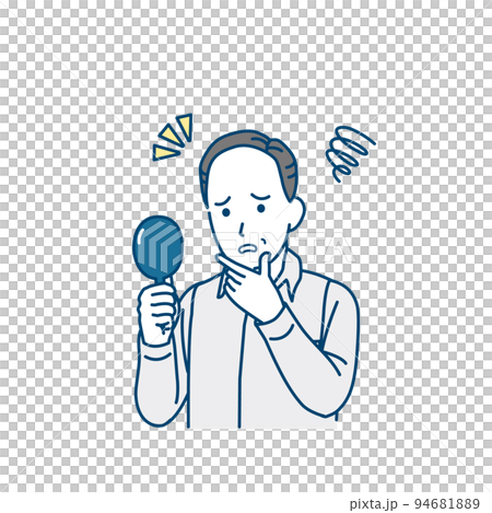 中年男子擔心頭髮稀疏和脫髮 AGA 禿頭老化頭髮插圖 94681889