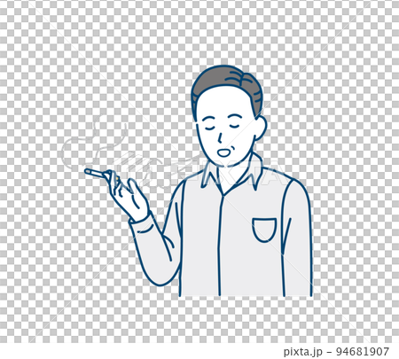 一個中年男子抽煙，抽煙，休息，插圖 94681907