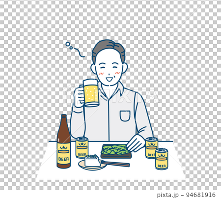 中年男子喝啤酒喝晚酒喝太多喝醉了插圖 94681916