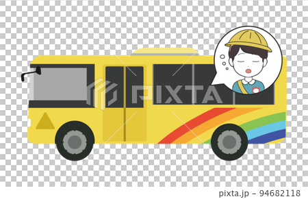 幼兒園公共汽車側身睡覺的男孩 94682118