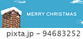 青空をバックに雪の積もったレンガの煙突のMerry Christmasの背景イラスト　デザインバナー 94683252