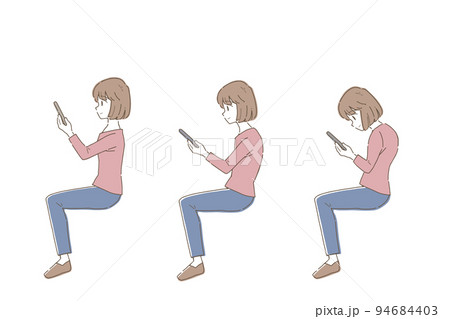 ストレートネック　若い女性のイラスト 94684403