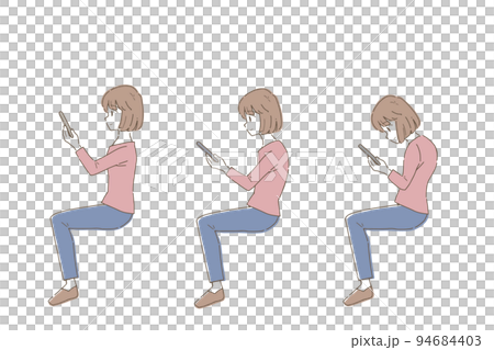ストレートネック　若い女性のイラスト 94684403