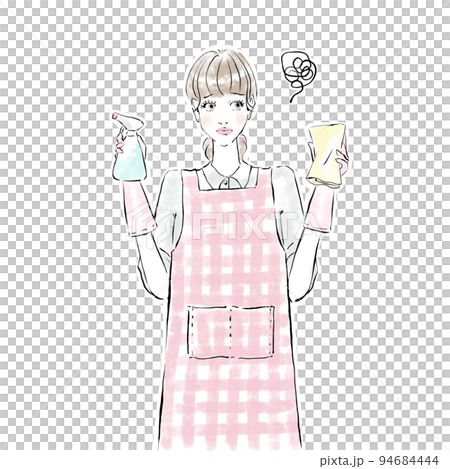 Cute woman doing housework, wiping 94684444