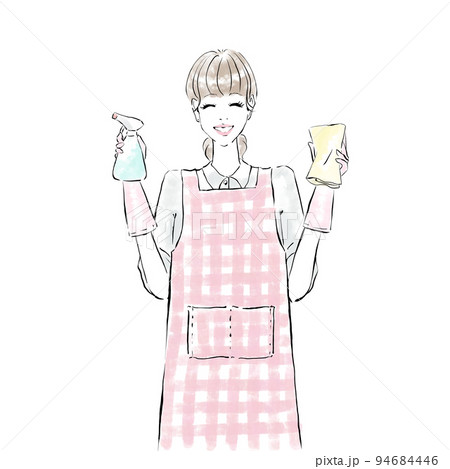 家事をする可愛い女性　　拭き掃除 94684446