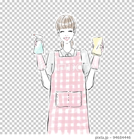 家事をする可愛い女性　　拭き掃除 94684446