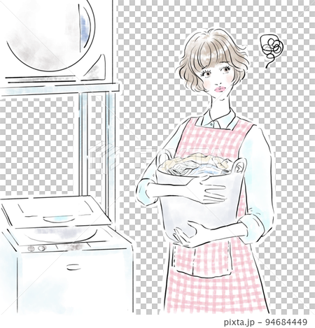 Cute woman doing housework Laundry Cute woman doing housework Laundry 94684449