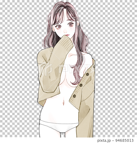 カーディガンを羽織った女性 94685013