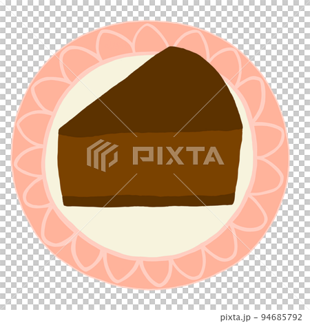 ピンクの皿のチョコレートケーキ ピンクの皿のチョコレートケーキ 94685792