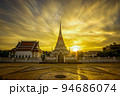 Sunset in the evening. Shining in gold around Phra Samut Chedi, Samut Prakan, Thailand 94686074
