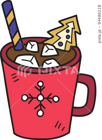Hand Drawn Christmas Cocoa with marshmallows coffee mug illustration 94686228