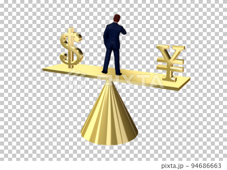3d illustration of businessman keeping balance on scales 94686663