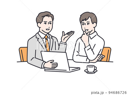 ビジネスマンに相談する若い男性のベクターイラスト素材 94686726