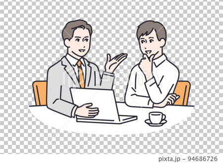 Vector illustration material of a young man consulting a businessman Vector illustration material of a young man consulting a businessman 94686726