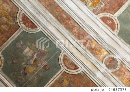 Vintage ceiling decoration with colorful geometric pattern Vintage ceiling decoration with colorful geometric pattern 94687573