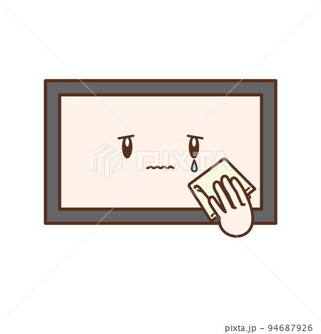 ハンカチを持って泣くテレビ 94687926