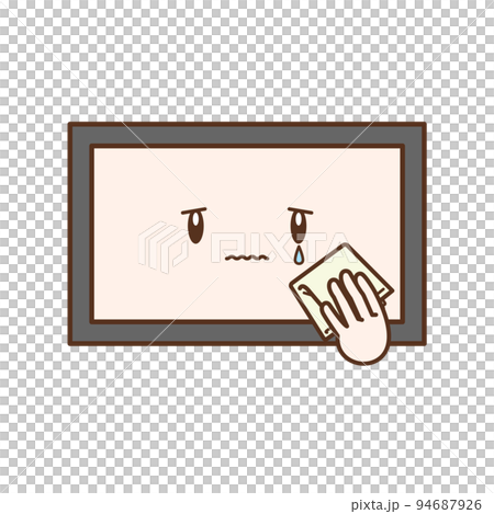 ハンカチを持って泣くテレビ 94687926