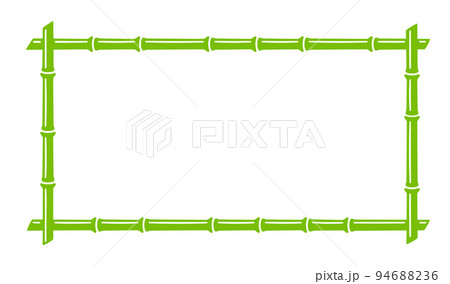 Green bamboo trunk rectangle frame. Natural text box. Bamboo branch border. Blank frame template. Vector illustration isolated in flat style on white background 94688236