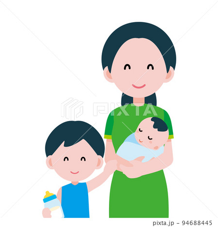 子どもを産んだ女性と子どもたち　のイラスト 94688445