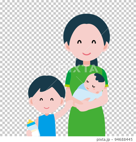 子どもを産んだ女性と子どもたち　のイラスト 94688445