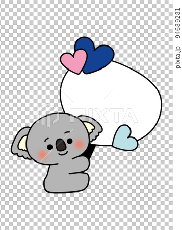 Cute koala with a fan, character space, title frame 94689281