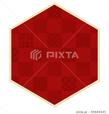 赤い市松模様のフレーム 94689345