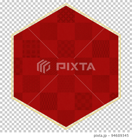 赤い市松模様のフレーム 94689345