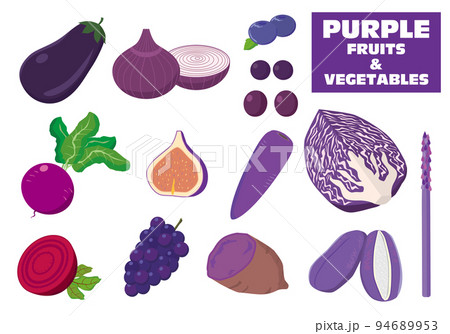 紫色の野菜と果物イラストセット 紫色の野菜と果物イラストセット 94689953