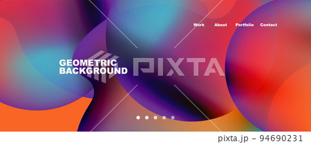 Flowing gradient colors and round elements and circles. Vector illustration for wallpaper, banner, background, leaflet, catalog, cover, flyer 94690231