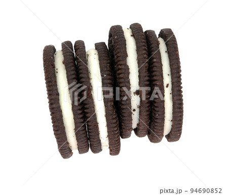 cookies chocolate with cream filling between isolated on white background clipping path cookies chocolate with cream filling between isolated on white background clipping path 94690852