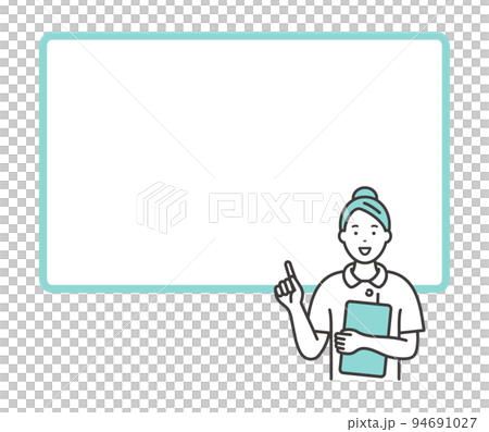 Whiteboard style frame and young female nurse 94691027