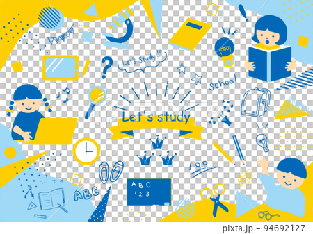 School life icons and children 94692127