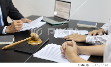 Attorney or judge provides legal advice to the client in the courtroom, Ethics in the courts include justice and impartiality, Legal consultant, Scales of justice, Law hammer, Litigation and justice. Attorney or judge provides legal advice to the client in the courtroom, Ethics in the courts include justice and impartiality, Legal consultant, Scales of justice, Law hammer, Litigation and justice. 94692258