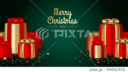 Christmas gifts holiday realistic 3d objects. Christmas decorative composition. 94692459