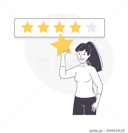 Feedback and Customer Review with Woman Character Holding Star Rating Service Vector Illustration 94692626