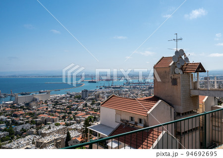 View of the port of the city of Haifa from the side of the sculpture park. 94692695