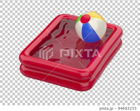 Red childrens pool and beach ball 94693255