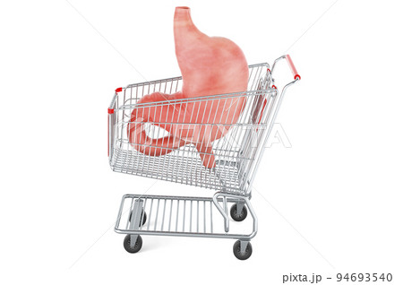 Human stomach inside shopping cart, 3D rendering 94693540