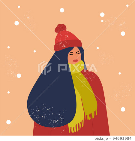 Young woman in a hat and scarf 94693984