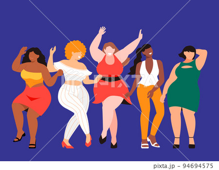 group of women silhouette_confidence and body positive concept 94694575