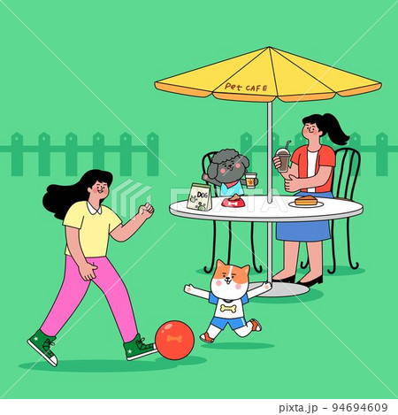 pet parents life_playing pup dog at pet cafe pet parents life_playing pup dog at pet cafe 94694609