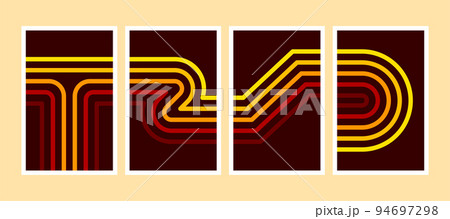 Retro Background Design. Four card. 70s vintage style concept. Vector illustration. 94697298