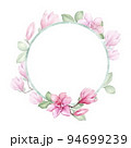 Beautiful round frame with blooming magnolia 94699239